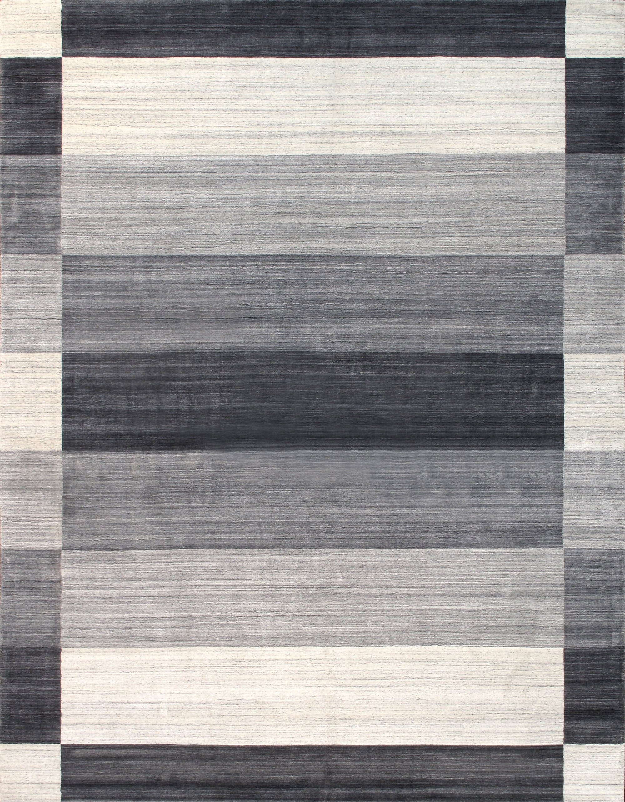 Handmade Off-White and Gray Wool Silk 4' x 6' Rug