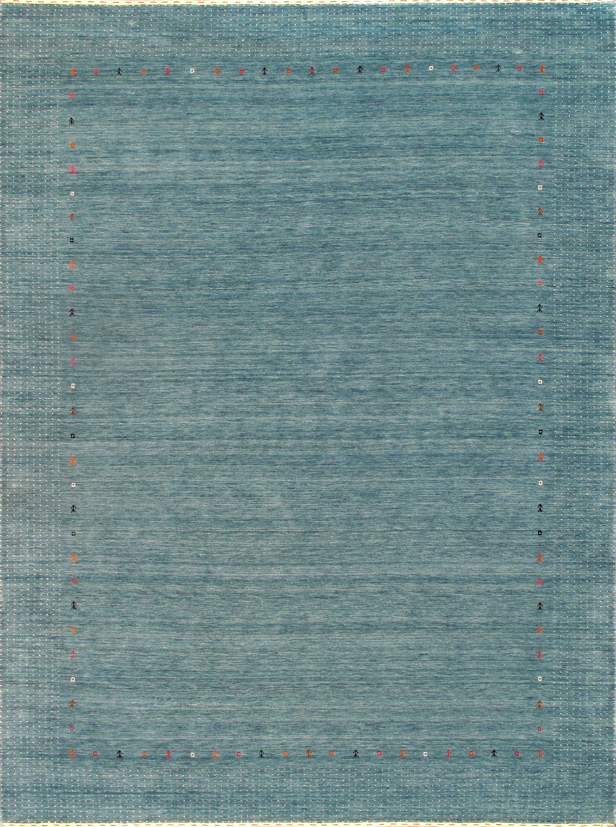 Elegance Blue Hand-Loomed Silk & Wool 7'9" x 9'9" Area Rug