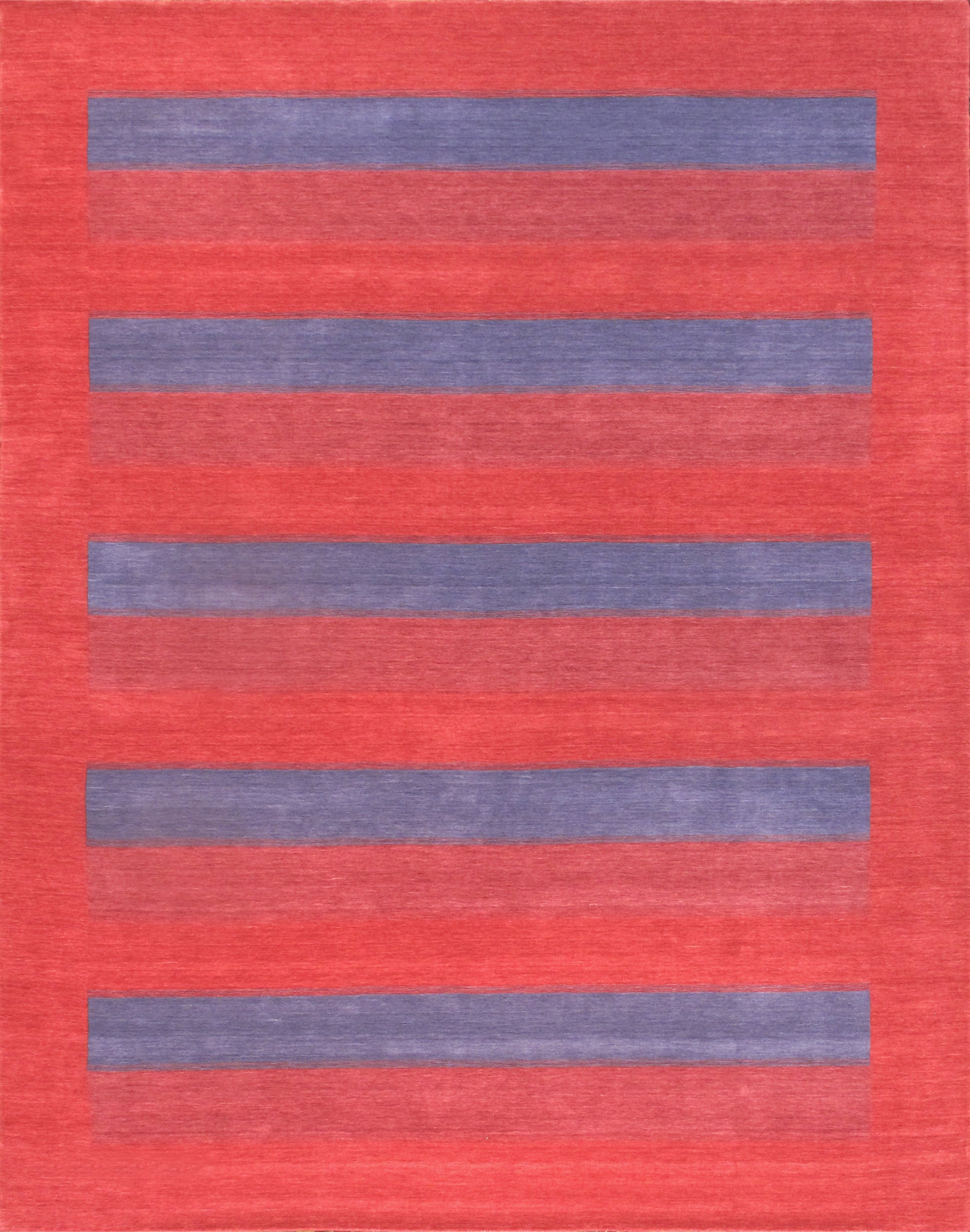 Handmade Red and Blue Wool Viscose Area Rug 10' x 14'
