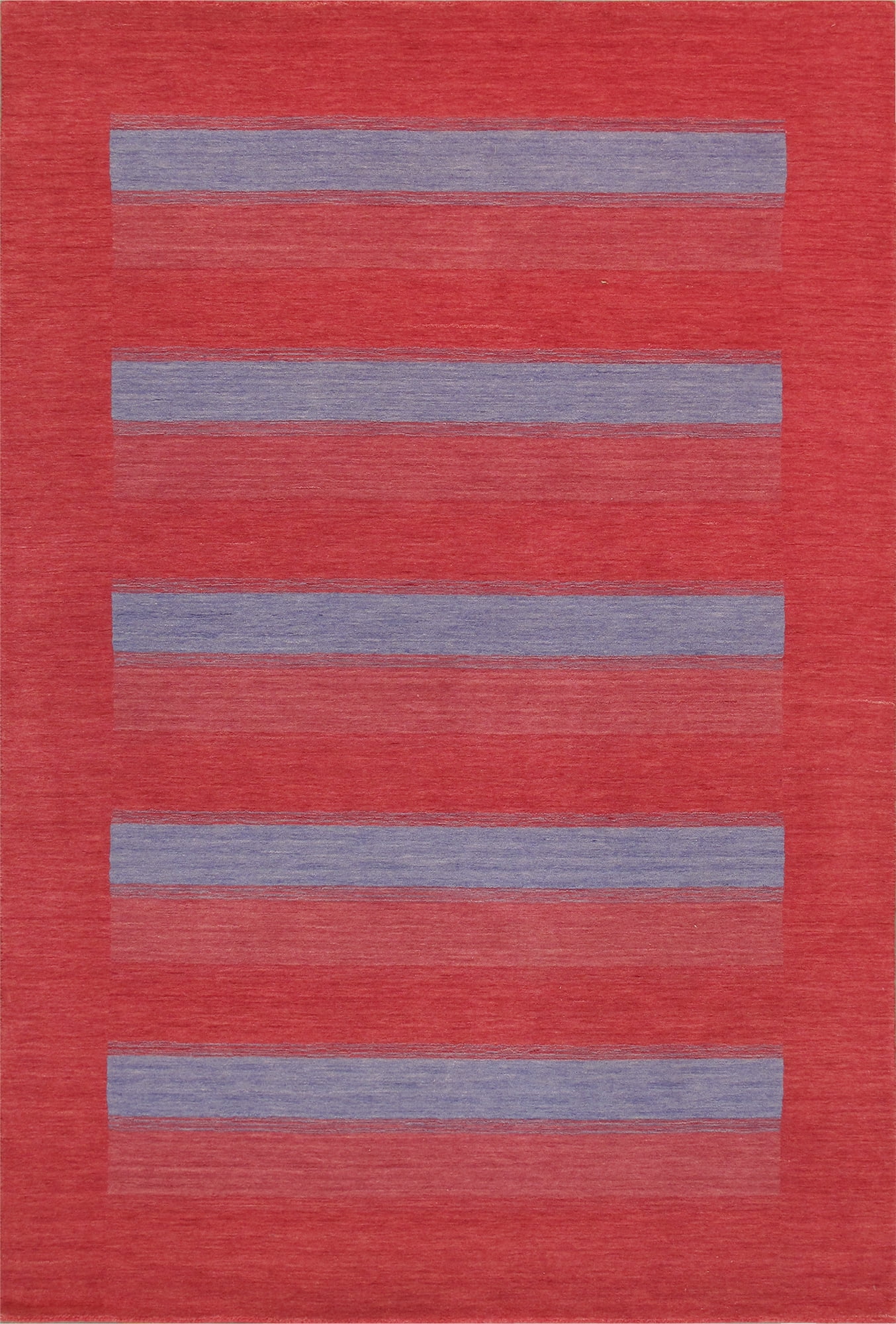 Handmade Red and Blue Wool Viscose Area Rug 10' x 14'