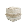 thumbnail image 1 of Pasargad Home Grandcanyon 17" Cotton Pouf Ottoman With Tassel in Beige, 1 of 5