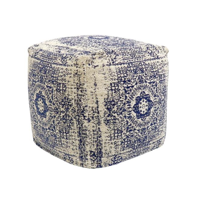 Pasargad Home Grandcanyon Cotton Jacquard Pouf Navy