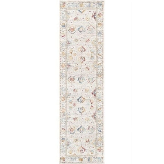 Pasargad Home Heritage 2.06' x 10' Power-Loomed Beige/Ivory Runner Rug, For Indoor Space and all Age of Group