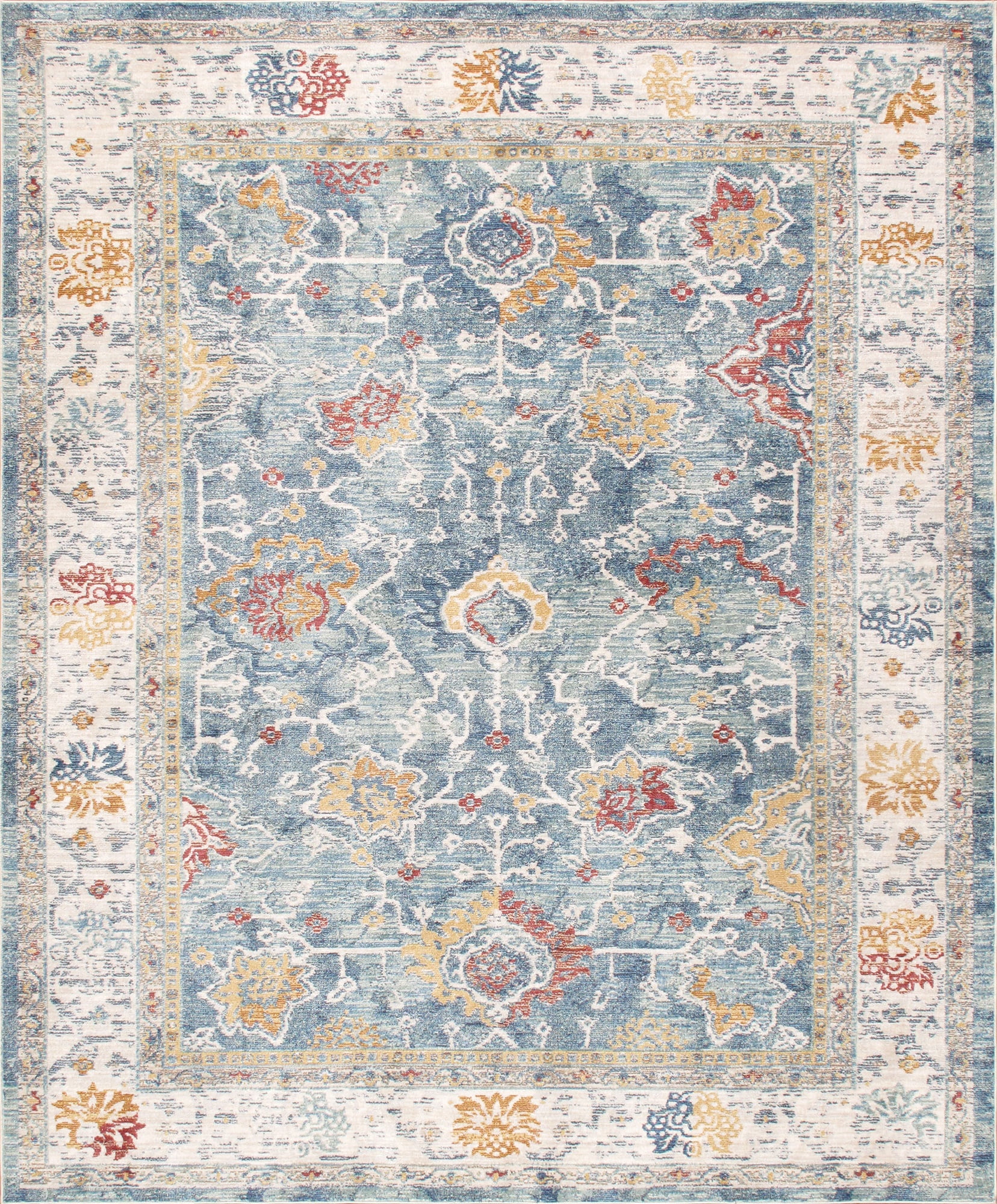 Heritage Light Blue & Beige Synthetic Area Rug, 3' x 5'