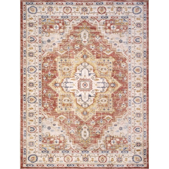 Pasargad Home Heritage 5' x 8' Power-Loomed Rust/Ivory Rug, For Indoor Space and all Age of Group