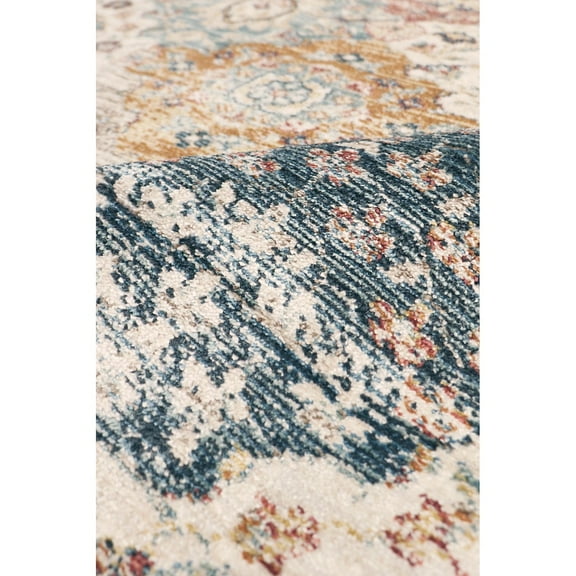Pasargad Home Heritage 6' x 6' Square Power-Loomed Light Blue/Multi Rug, For Indoor Space and all Age of Group