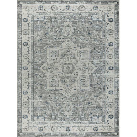 Pasargad Home Heritage 8' x 10' Power-Loomed Grey/Ivory Rug, For Indoor Space and all Age of Group