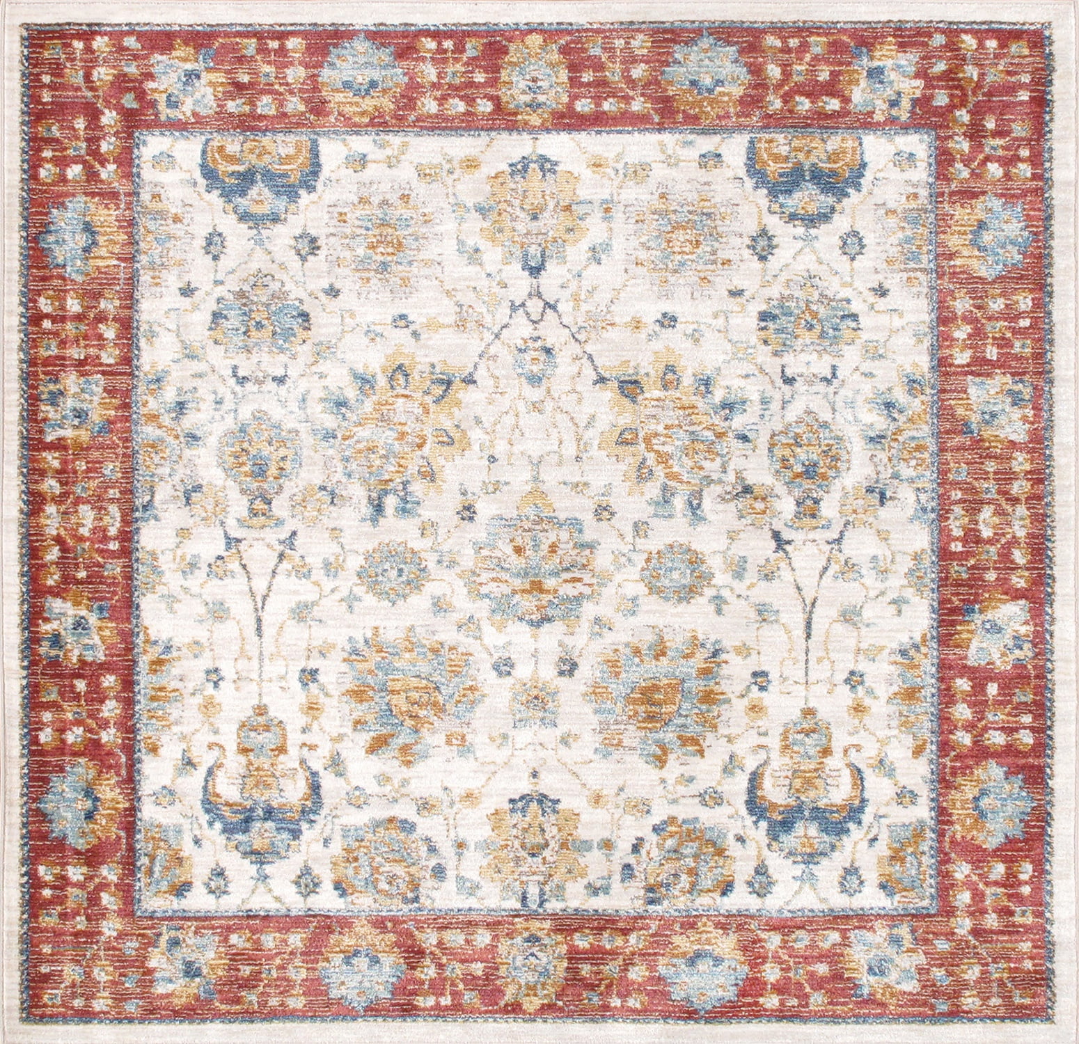 Heritage Square Ivory Synthetic 6' Area Rug