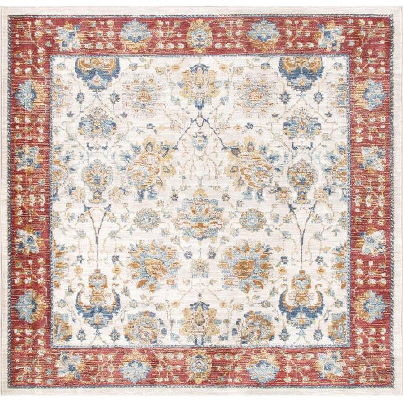 Heritage Square Ivory Synthetic 6' Area Rug