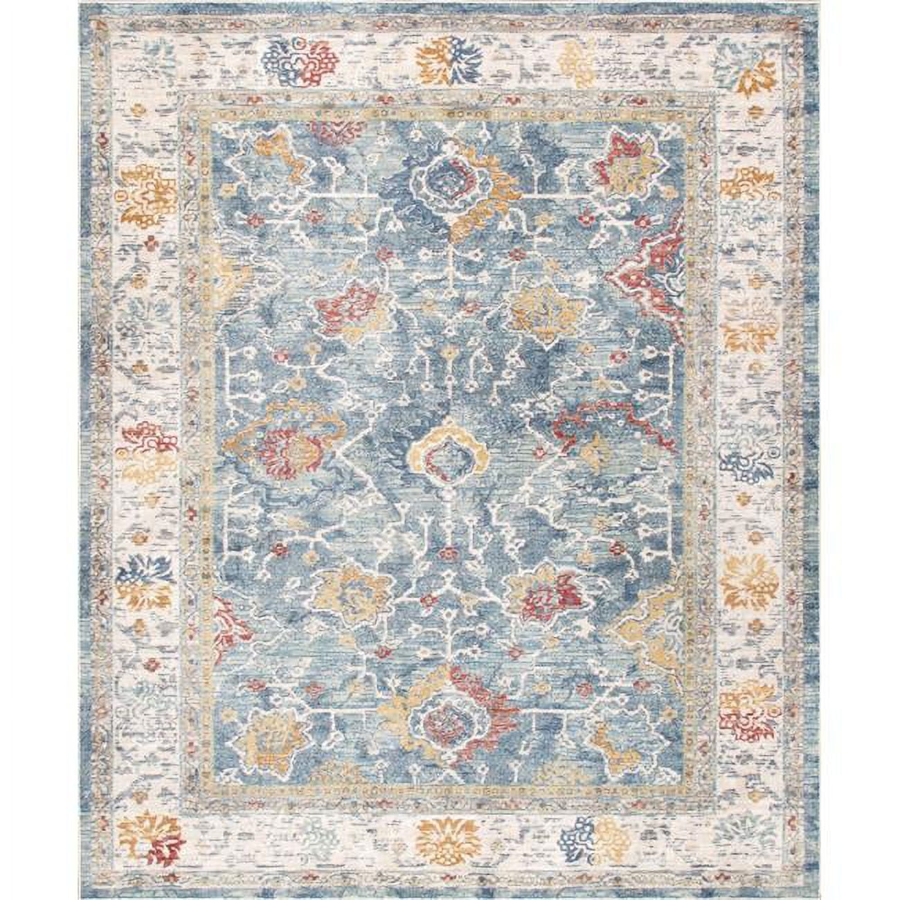 Heritage Light Blue & Beige Synthetic Area Rug, 3' x 5'