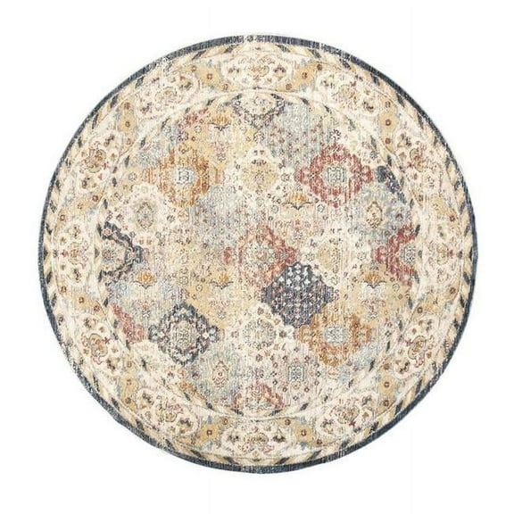 Pasargad Home Heritage Polypropylene & Polyester Area Rug 6' 0" X 6' 0" L. Blue