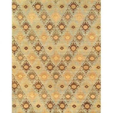 Pasargad Home Ikat 48" x 72" Hand-Knotted Lamb's Wool Area Rug in Blue/Brown