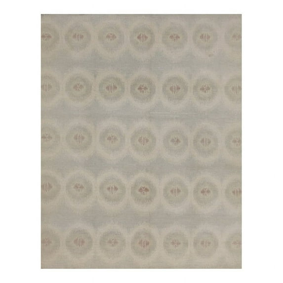 Pasargad Home Ikat 96" x 119" Hand-Knotted Lamb's Wool Area Rug in Light Blue