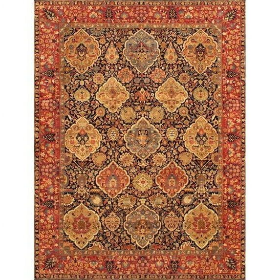 Pasargad Home Kerman Collection Hand-Knotted Lambs Wool Area Rug Navy 8' x 10' Oriental N/A 8' x 10' Indoor