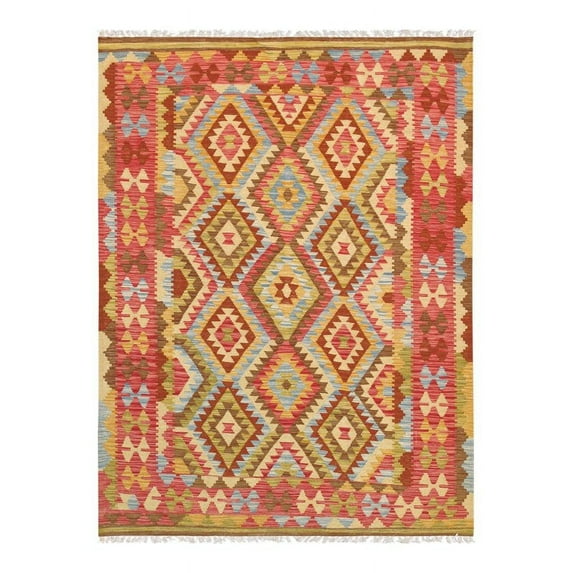 Pasargad Home Kilim 60" x 81" Hand-Woven Wool Area Rug in Multi-Color
