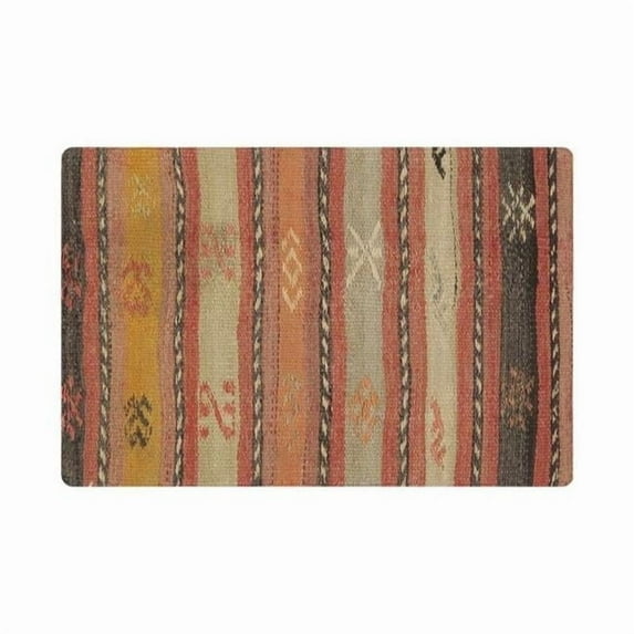 Pasargad Home Kilim Wool Stripped Turkish Kilim Pillow in MultiColor- 16 x 24, Contemporary, Rectangular