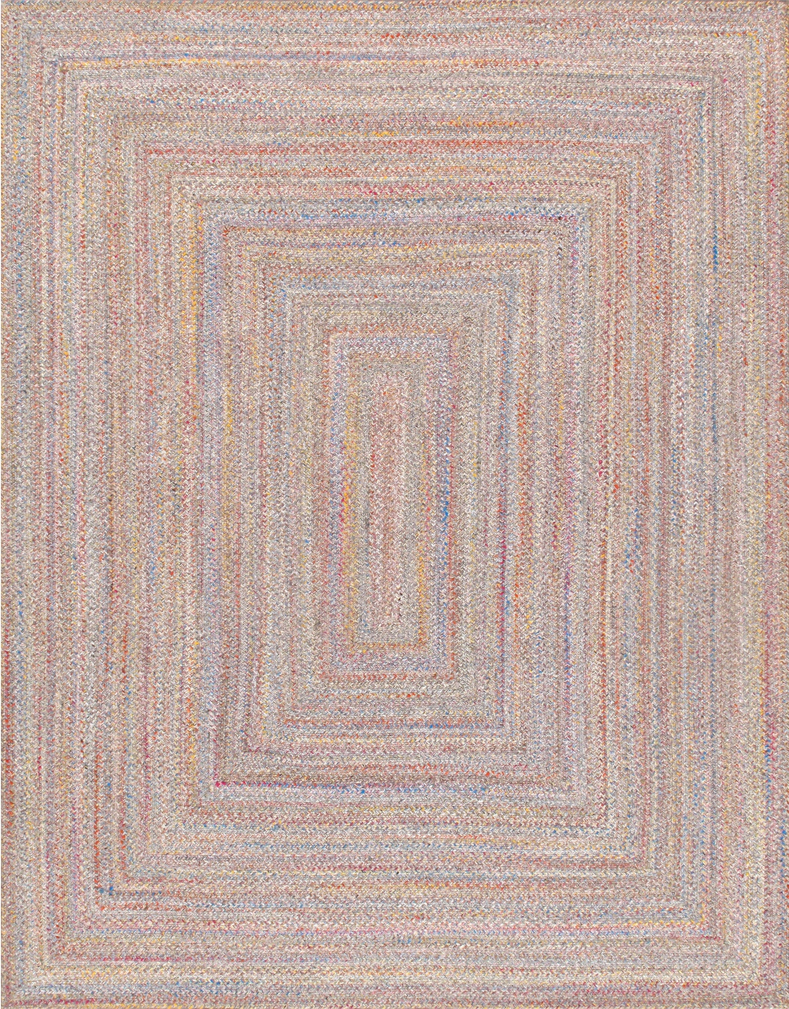 Handmade Multicolor Geometric Synthetic Braided Rectangular Rug