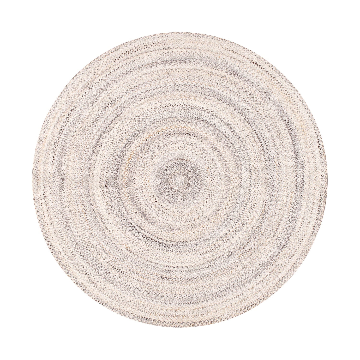 Lagos Ivory Round Braided Synthetic Geometric Rug - 6' x 6'