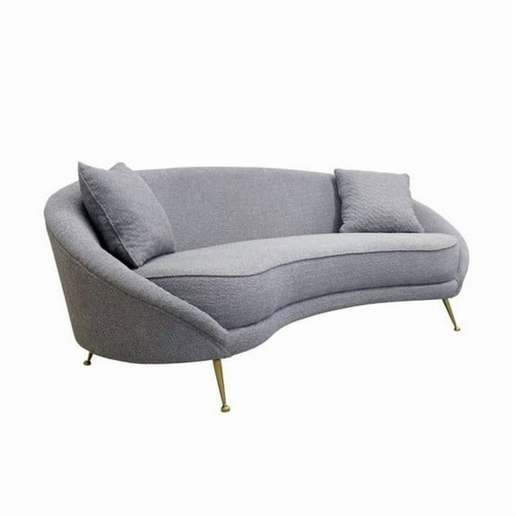 Pasargad Home Luna Collection Textured Fabric Curved Sofa, Grey