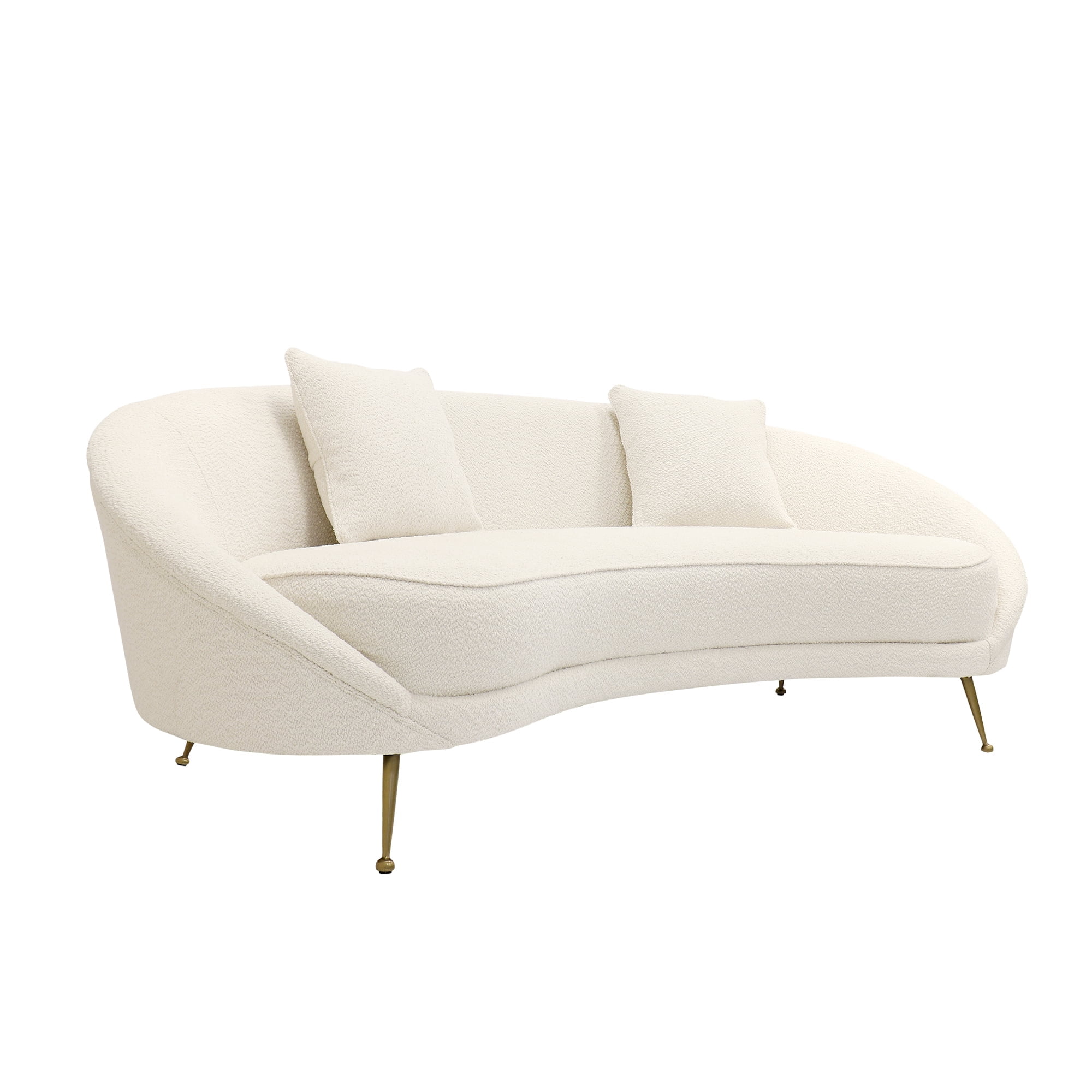 Pasargad Home Luna Collection Textured Fabric Curved Sofa, Ivory - image 1 of 10