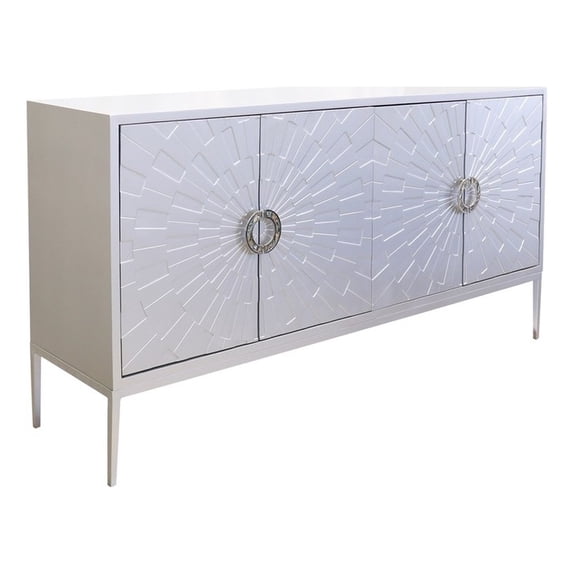 Pasargad Home Luna Sideboard 4 Doors with 2 Chrome Polished Metal Handle