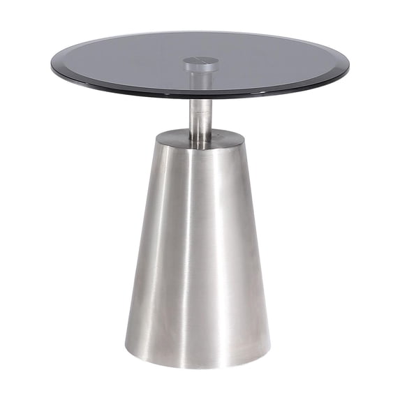 Pasargad Home Luxe Glass & Steel Side Table, Black/Chrome