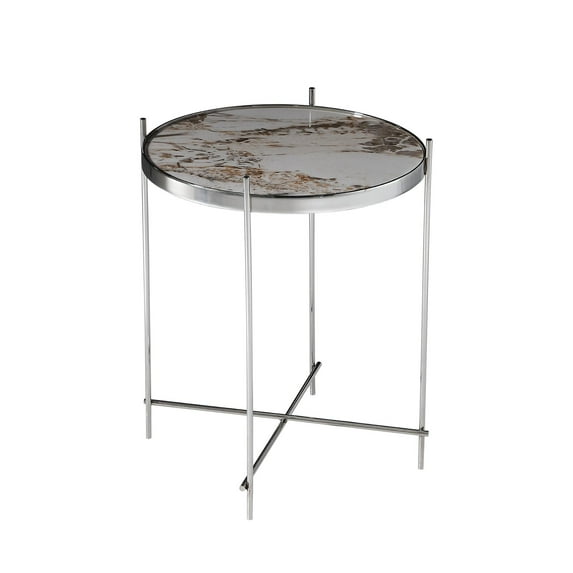 Pasargad Home Luxe Glass & Steel Side Table, Multicolor