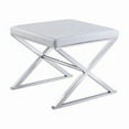 thumbnail image 1 of Pasargad Home Luxe Upholstered with stainless Steel Bench, White, 1 of 5