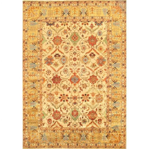 Pasargad Home Mahal Hand-Knotted Wool Area Rug 4' 0" X 5'11" Ivory