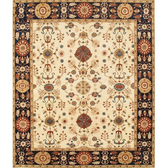 Pasargad Home Melody Collection Hand-Knotted Wool Area Rug 8' 4" X 9'10"