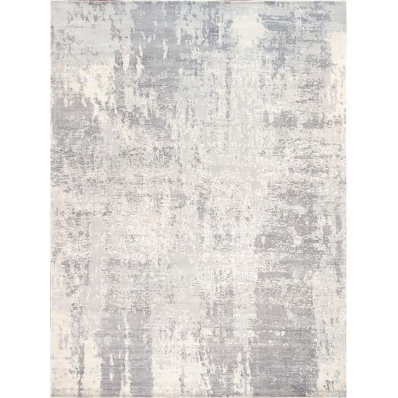 Pasargad Home Mirage 10' x 14' Hand-Loomed Bamboo Silk Grey/Ivory Rug - All Ages, Indoors