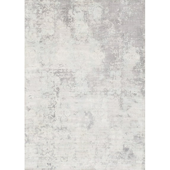 Pasargad Home Mirage 8' x 10' Hand-Loomed Bamboo Silk Grey/Aqua Rug - All Ages, Indoors