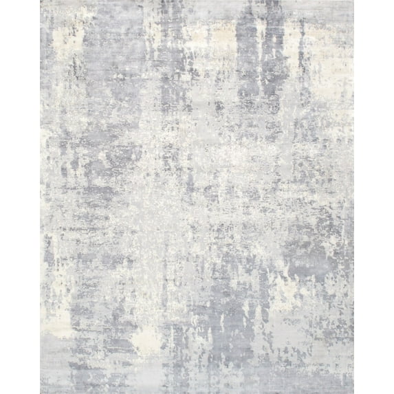 Pasargad Home Mirage 8' x 10' Hand-Loomed Bamboo Silk Grey/Ivory Rug - All Ages, Indoors
