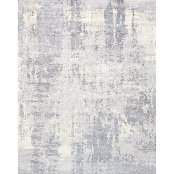 Pasargad Home Mirage Collection Hand-Loomed Grey Silk Area Rug- 4X6
