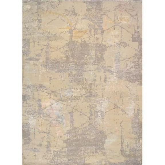 Pasargad Home Modern 10' x 14' Hand-Knotted Silk and Wool Beige/Grey Rug - All Ages, Indoors