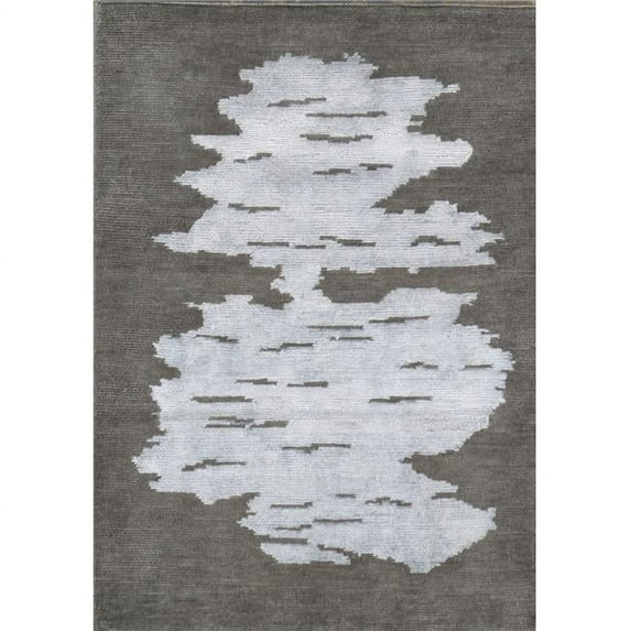 Pasargad Home Modern 24" x 36" Hand-Knotted Silk & Wool Area Rug in Brown/Silver
