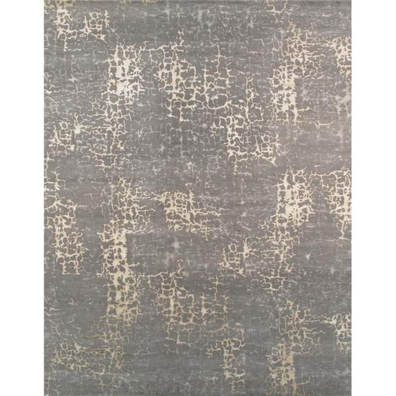 Pasargad Home Modern 24" x 36" Hand-Knotted Silk & Wool Area Rug in Gray