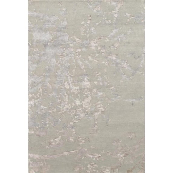Pasargad Home Modern 49" x 71" Hand-Knotted Silk & Wool Area Rug in Silver