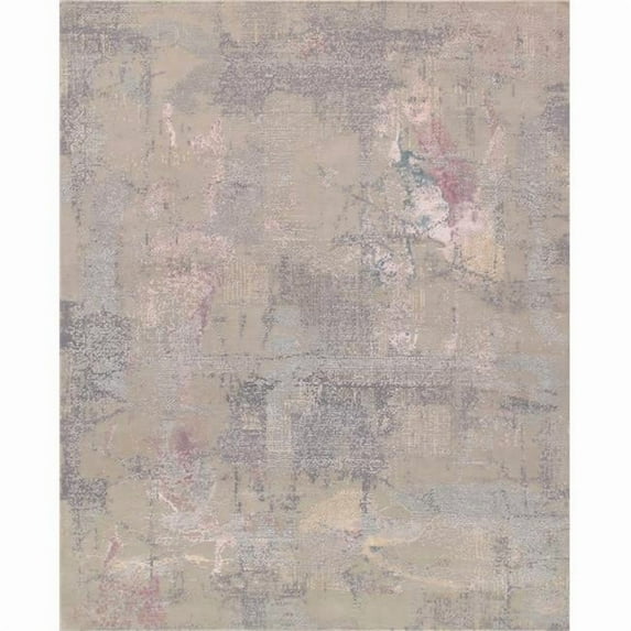 Pasargad Home Modern 8' x 10' Hand-Knotted Silk & Wool Area Rug in Light Gray