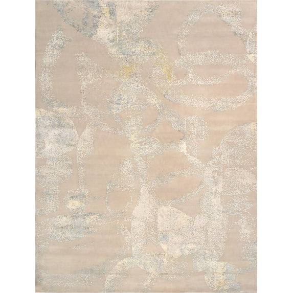 Pasargad Home Modern 8' x 10' Hand-Knotted Silk & Wool Grey/Multi Rug - All Ages, Indoors