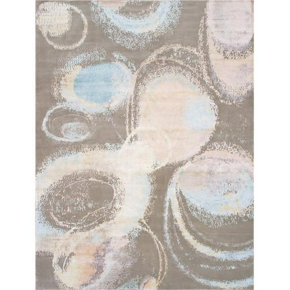 Pasargad Home Modern 9' x 12' Hand-Knotted Silk and Wool Ivory/Grey Rug - All Ages, Indoors