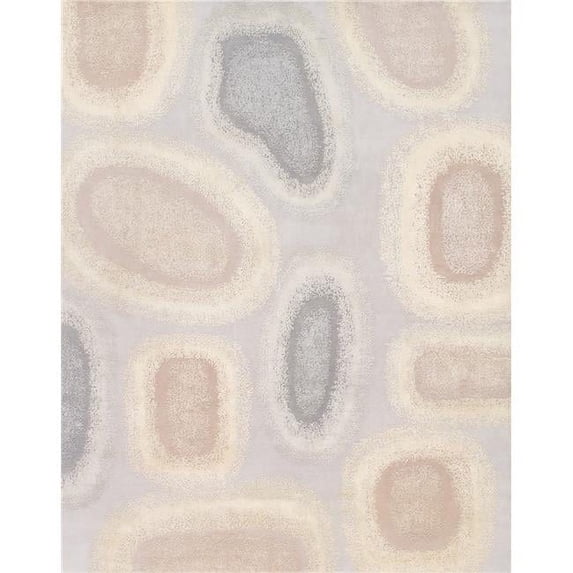 Pasargad Home Modern 97" x 118" Hand-Knotted Silk/Wool Area Rug in Silver/Beige