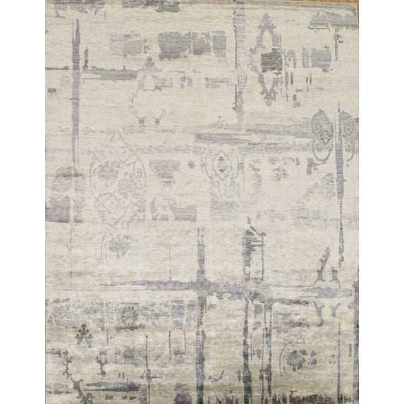 Pasargad Home Modern Collection Hand-Knotted Silk Area Rug- 6' 1" X 9' 0"