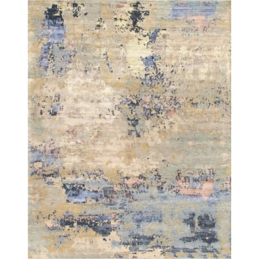 Pasargad Home Modern Collection Hand-Knotted Silk & Wool Area Rug, 10' 2" X 13' 9", Beige