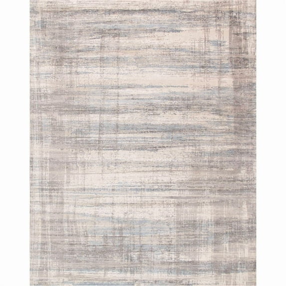 Pasargad Home Modern Collection Hand-Loomed Bsilk&wool Area Rug, 8' 0" X 10' 0", Silver