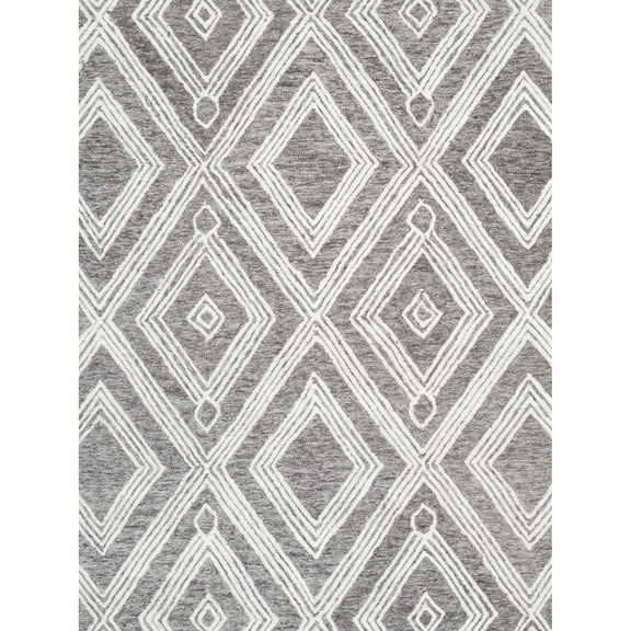 Pasargad Home Modern Collection Hand-Tufted Wool Area Rug, 5' 0" X 8' 0", Silver