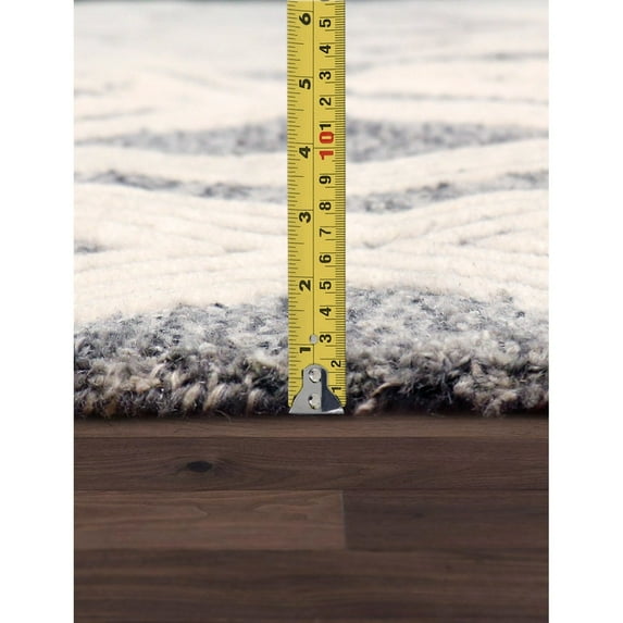 Pasargad Home Modern Collection Hand-Tufted Wool Area Rug, 7' 9" X 9' 9", Silver