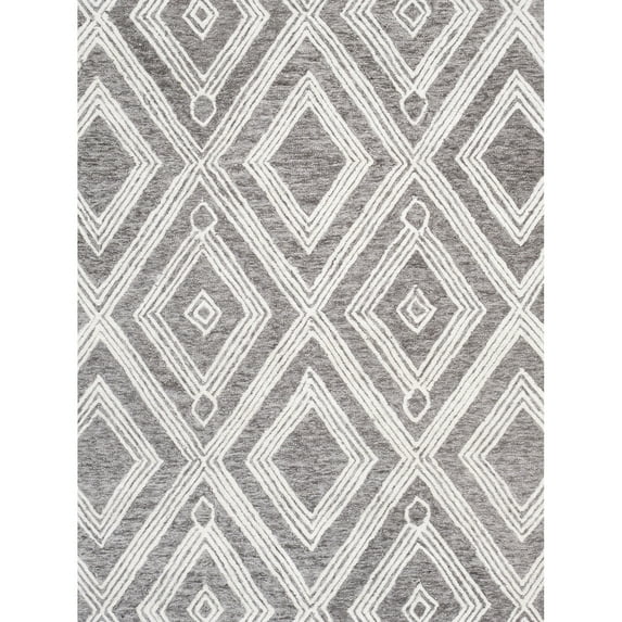 Pasargad Home Modern Collection Hand-Tufted Wool Area Rug, 9' 9" X 13' 9", Silver