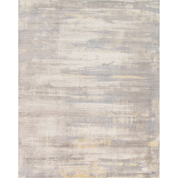 Pasargad Home Modern Hand-loomed Bsilk & Wool Area Rug 5' 0" X 8' 0" Ivory
