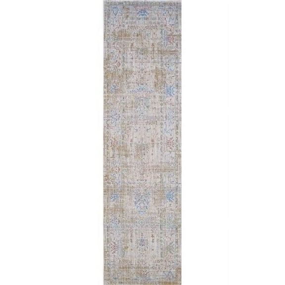 Pasargad Home Mona 2.02' x 8' Power-Loomed Beige Rug, For Indoor Space and all Age of Group